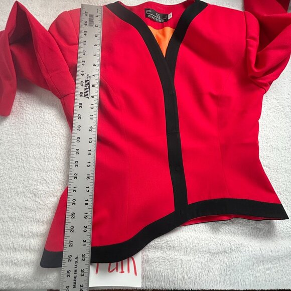 Vintage PSI By Alvin Bell Union Made Womens Red Wool Blazer Size 10 USA-Made - Picture 8 of 11